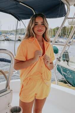 Show Me Your MuMu Women's Parker Button Down Orange Terry Size Small